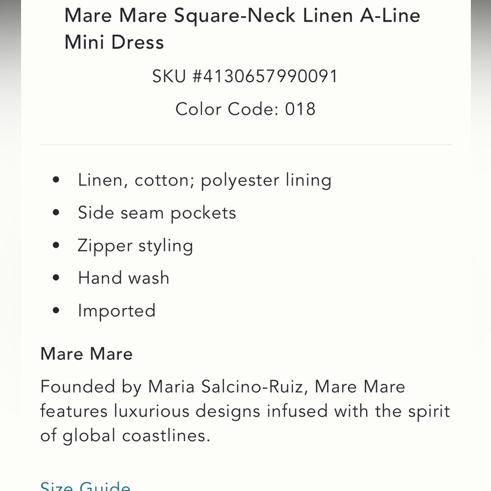 Anthropologie Mare Mare Linen Blend Square-Neck A-Line Mini Dress in Black - Picture 5 of 6